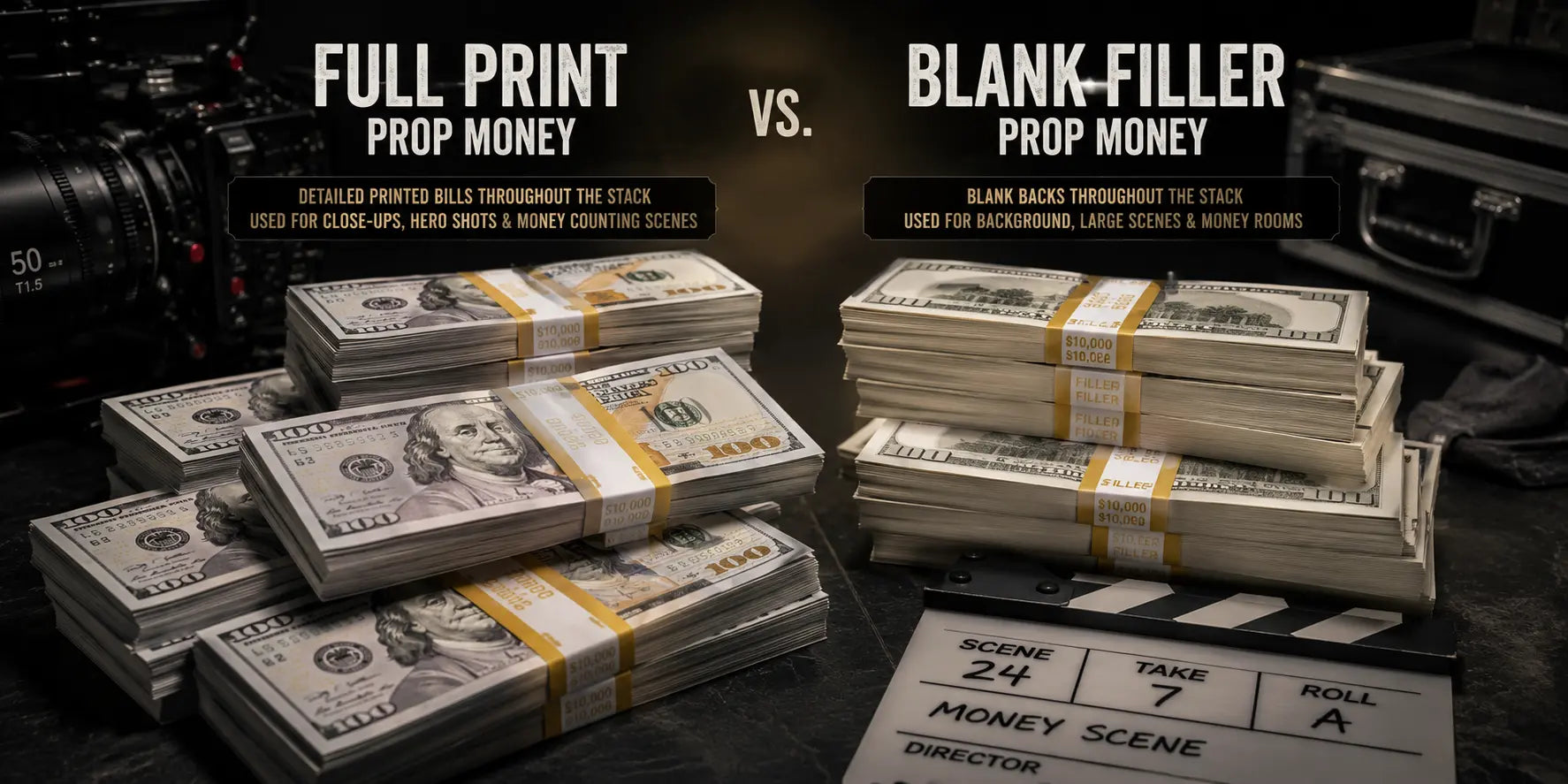 Full Print vs Blank Filler Prop Money: When Productions Use Each
