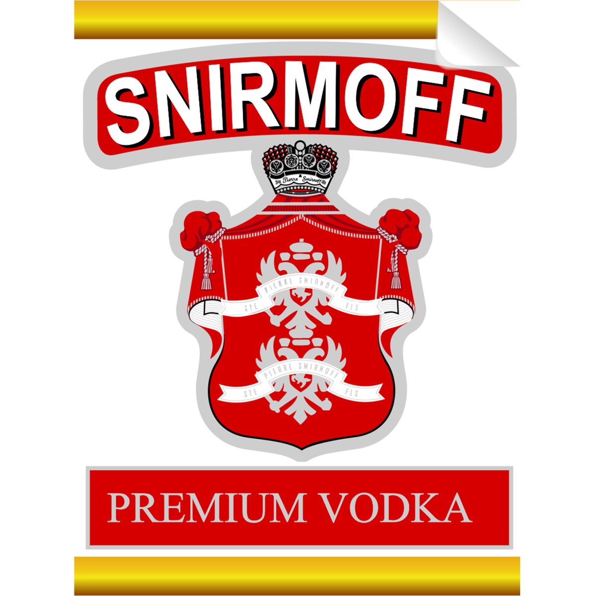 Snirmoff Vodka Single Self Adhesive Label - License and Royalty Free for Film Use - Prop Money Inc.