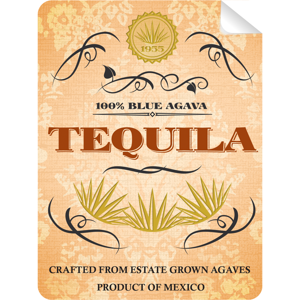 Blue Agava Tequila Bottle Self Adhesive Label - Prop Money Inc.
