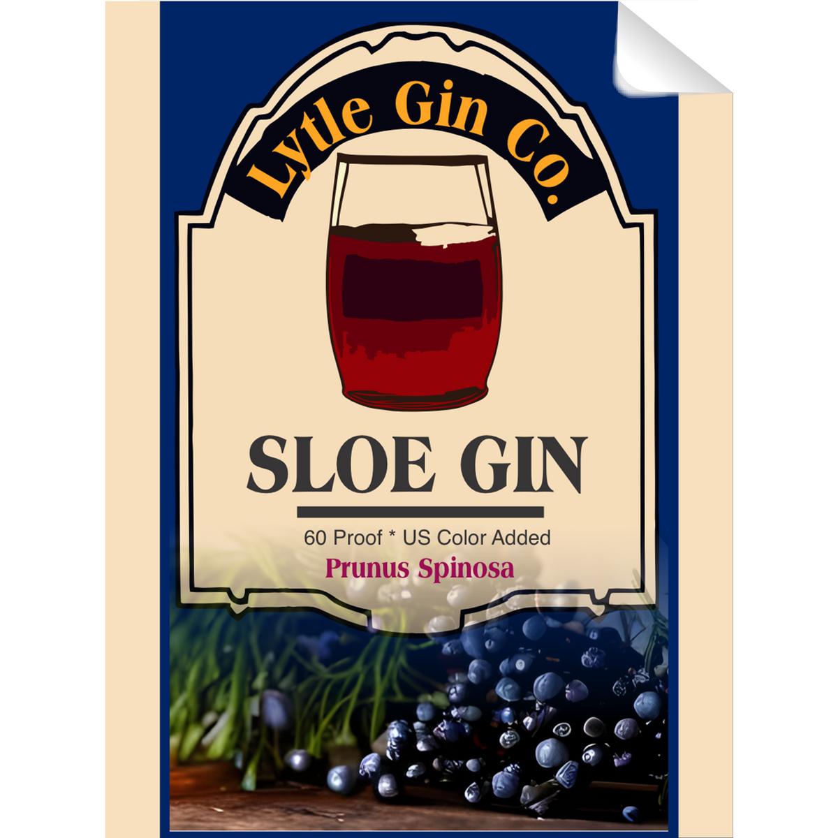 Sloe Gin Label Single Self Adhesive Label - License and Royalty Free for Film Use - Prop Money Inc.