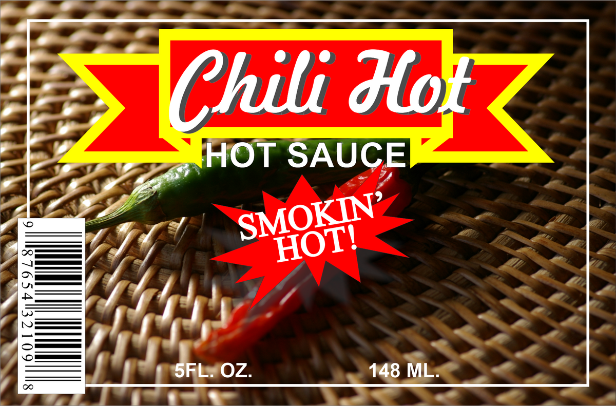 Hot Sauce Bottle Single Self Adhesive Label - License and Royalty Free for Film Use - Prop Money Inc.