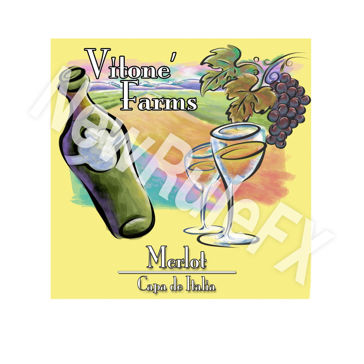 Merlot Wine Bottle Single Self Adhesive Label - License and Royalty Free for Film Use - Prop Money Inc.