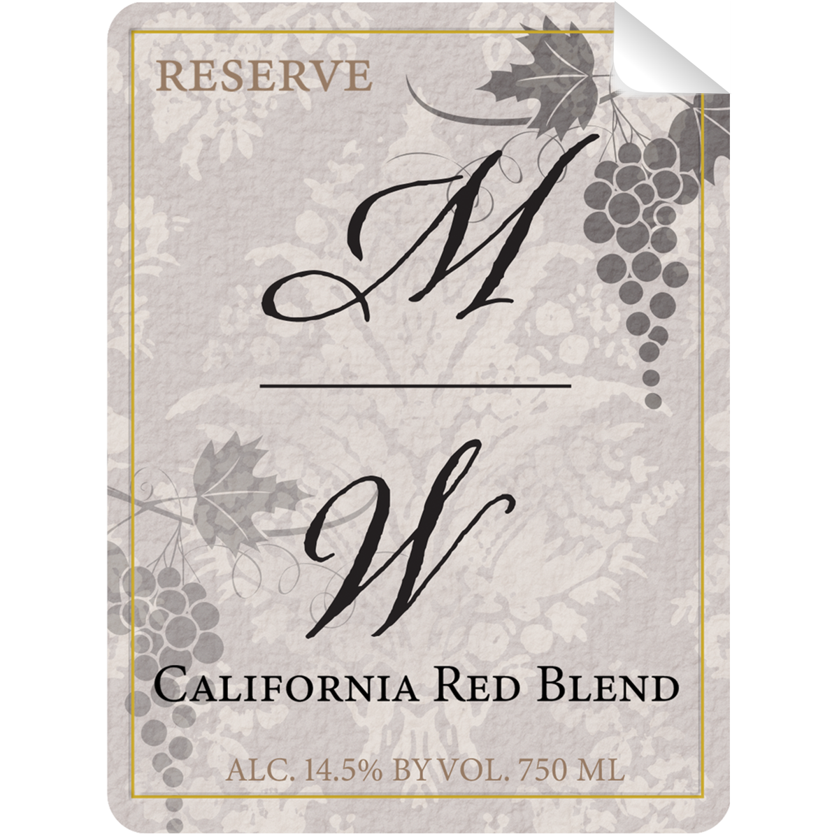MW Rose Blend Wine Bottle Self Prop Adhesive Label - Prop Money Inc.