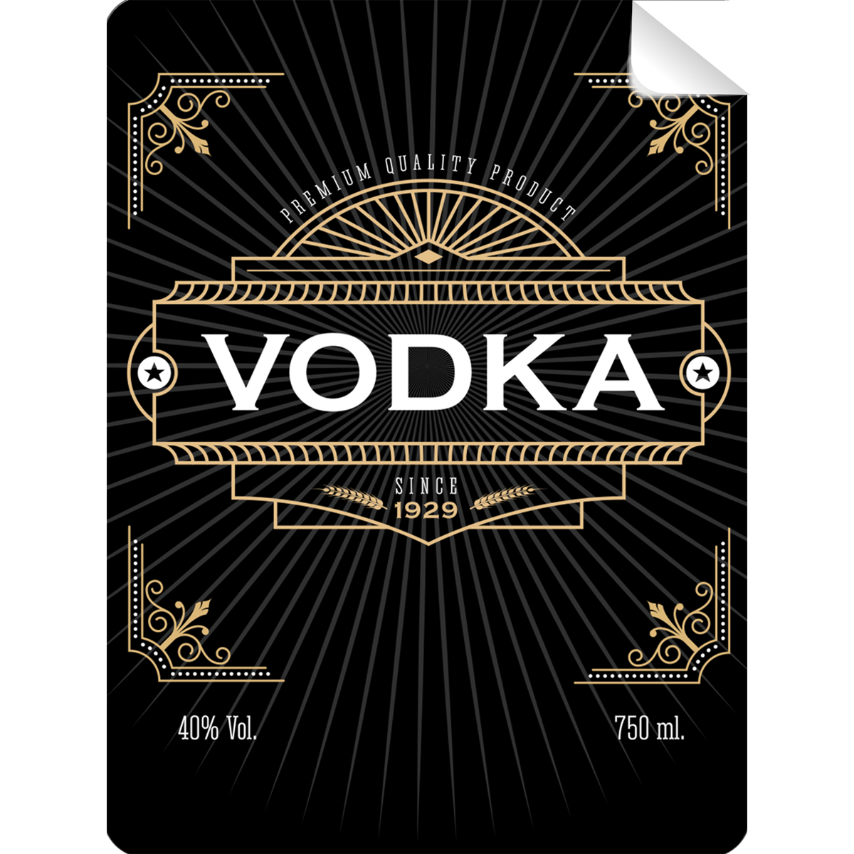 Premium Vodka Bottle Self Prop Adhesive Label - Prop Money Inc.