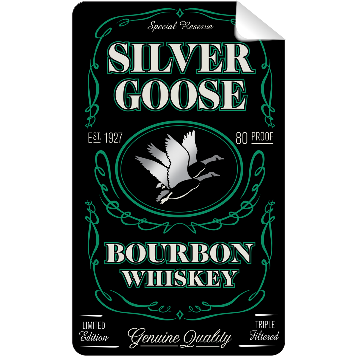 Silver Goose Whiskey Bottle Self Adhesive Label - Prop Money Inc.