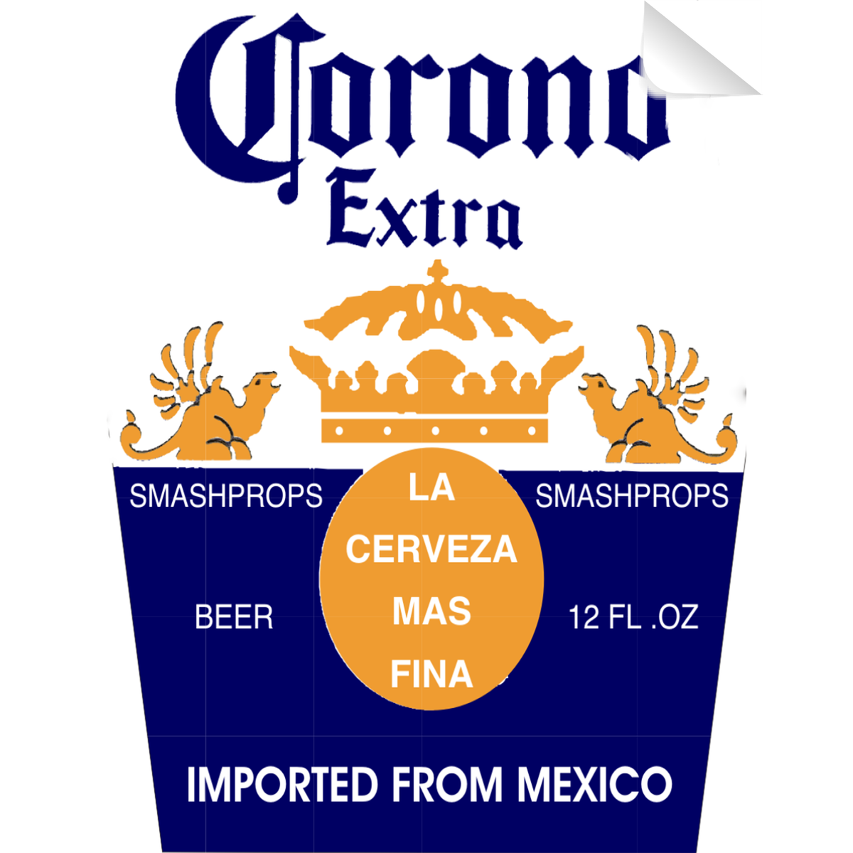 Corono Beer Bottle Single Self Adhesive Label - License and Royalty Free for Film Use - Prop Money Inc.