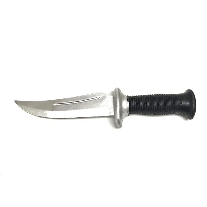 Silver and Black 11 Inch Survival Style Training Knife - Solid Rubber Contact Prop with Safe Blade - Prop Money Inc.